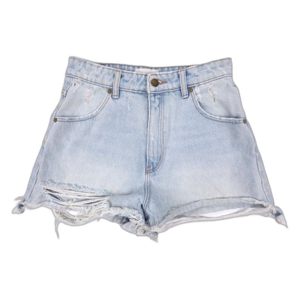 ROLLAS Dusters High Rise Slim Jean Shorts Layla Bleach Distressed Beachy Boho 26